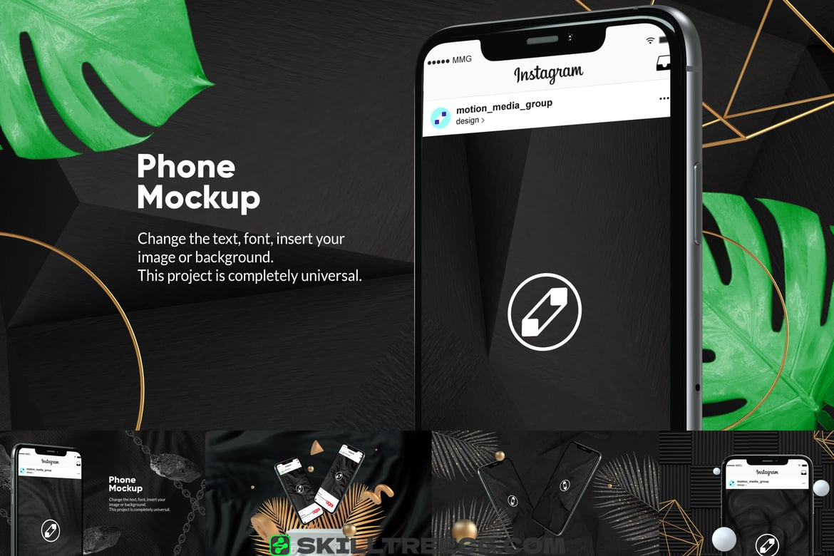 10 Black Phone Mockups（756507）-技能树